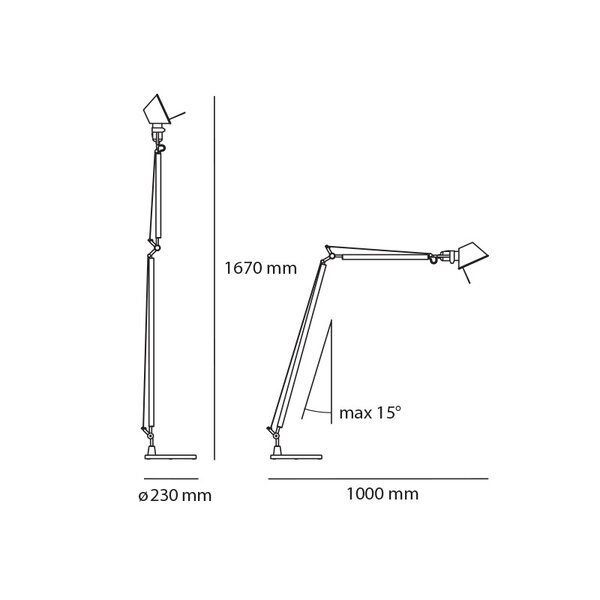Artemide Dimbare vloerlamp Tolomeo Lettura met geïntegreerde LED - Aluminium