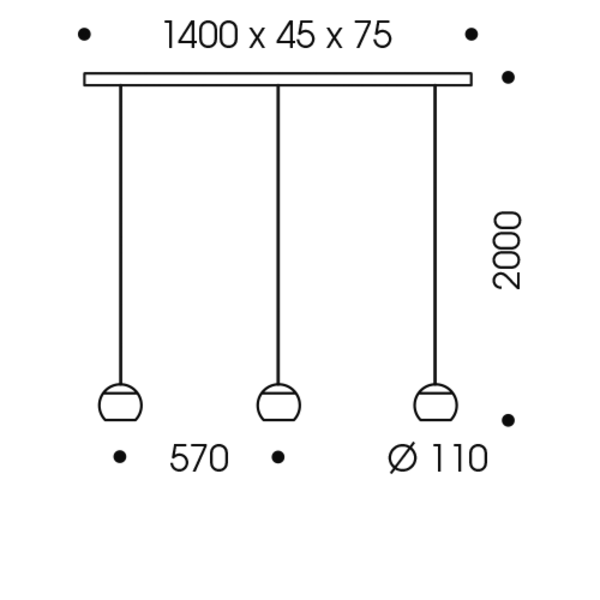 Oligo Dimbare 3-lichts hanglamp Balino met geïntegreerde LED