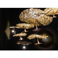 Dimbare 20-lichts hanglamp Gold Moon Chandelier met geïntegreerde LED