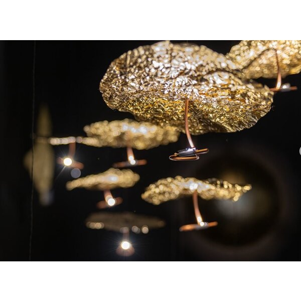 Catellani & Smith Dimbare 20-lichts hanglamp Gold Moon Chandelier met geïntegreerde LED