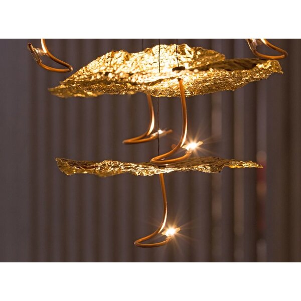 Catellani & Smith Dimbare 20-lichts hanglamp Gold Moon Chandelier met geïntegreerde LED