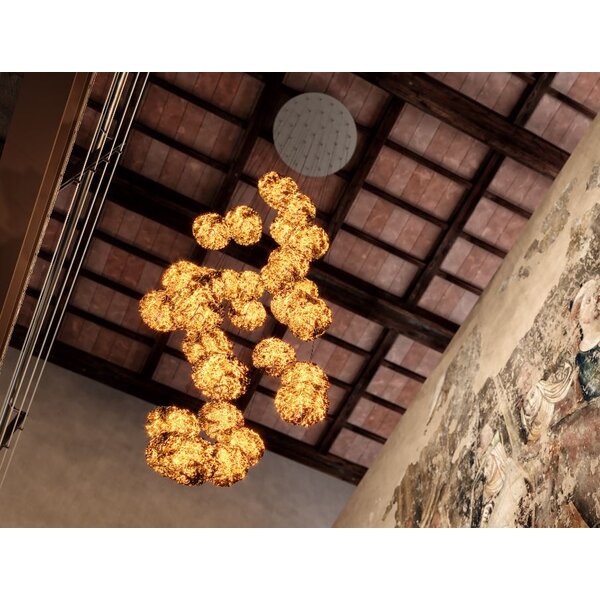 Catellani & Smith Dimbare 20-lichts hanglamp Gold Moon Chandelier met geïntegreerde LED