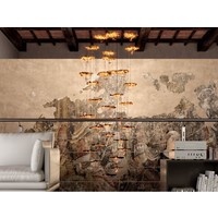 Dimbare 20-lichts hanglamp Gold Moon Chandelier met geïntegreerde LED