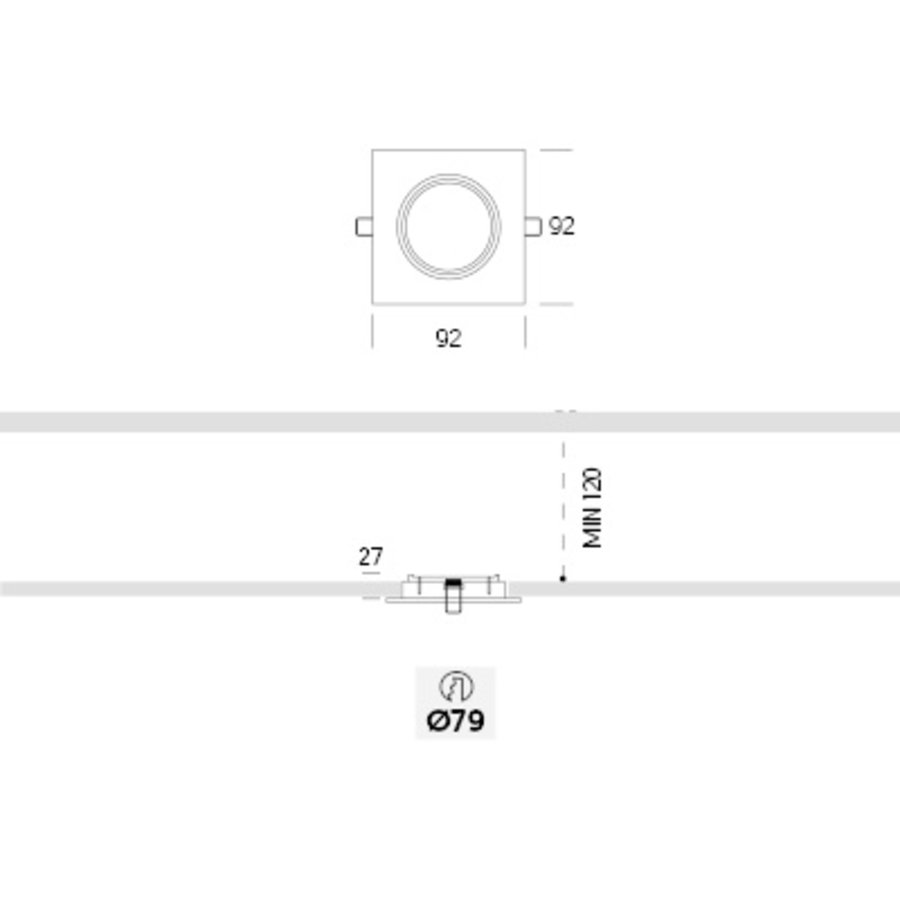 Vierkante, kantelbare én draaibare inbouwspot 192.1 met een GU5.3-fitting (12 V)