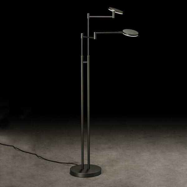 Holtkötter Dimbare, kantelbare en in hoogte verstelbare 2-lichts vloerlamp Plano Twin met geïntegreerde LED