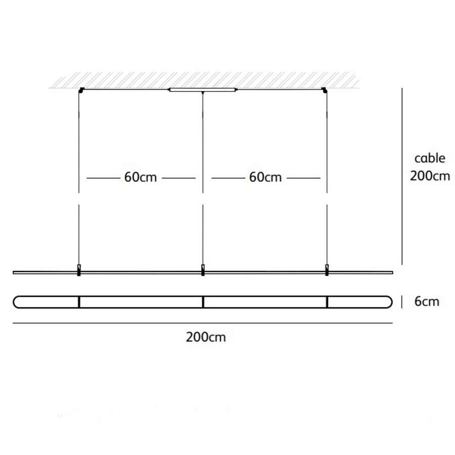 Dimbare hanglamp Coco met geïntegreerde LED - L 200 cm