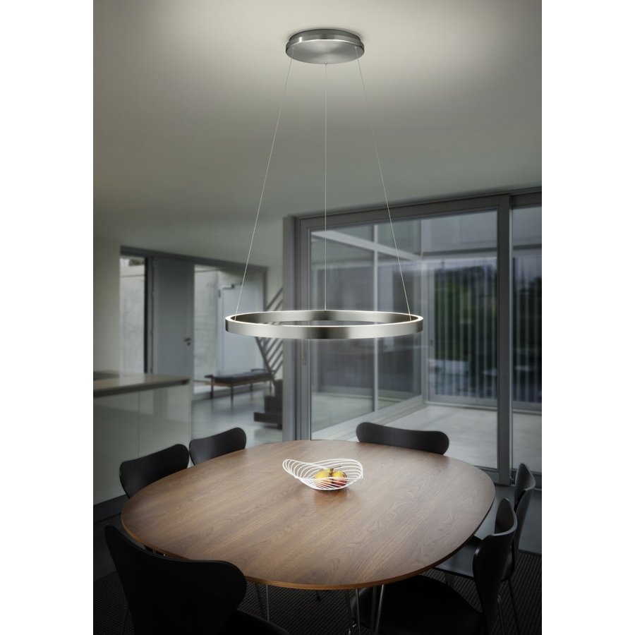 Moderne LED Hanglamp 6-Rings Ronde Hanglamp Dimbaar Met Op Afstand Bedienbare Verlichting Kroonluchter Plafondlamp Aluminium Acryl Slaapkamer Woonkamer Licht L120cm Bruin