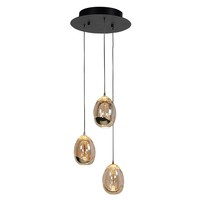 Dimbare 3-lichts hanglamp Golden Egg met geïntegreerde LED