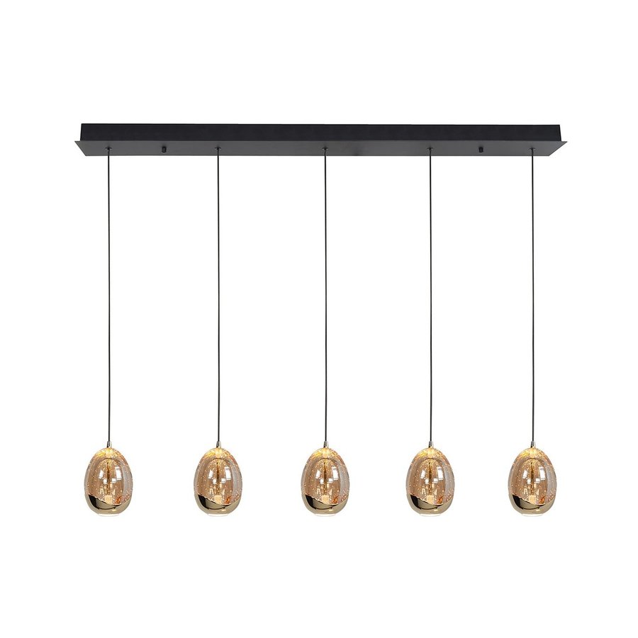 Dimbare 5-lichts hanglamp Golden Egg met geïntegreerde LED