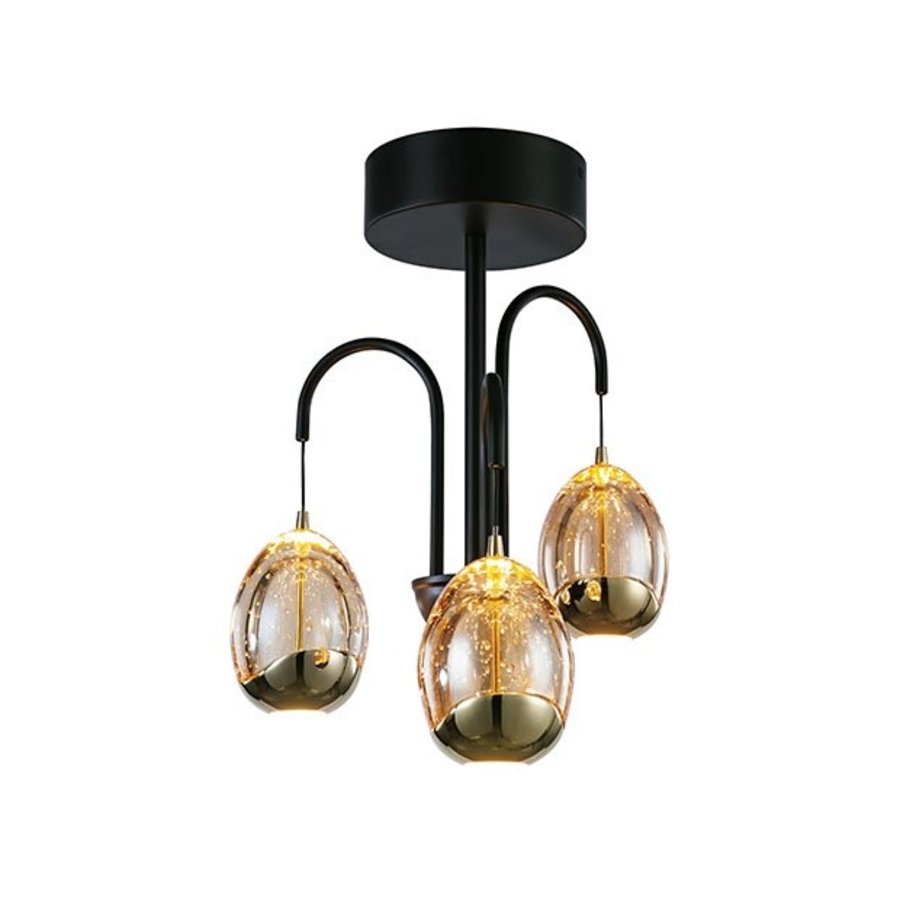 Dimbare 3-lichts plafondlamp Golden Egg met geïntegreerde LED