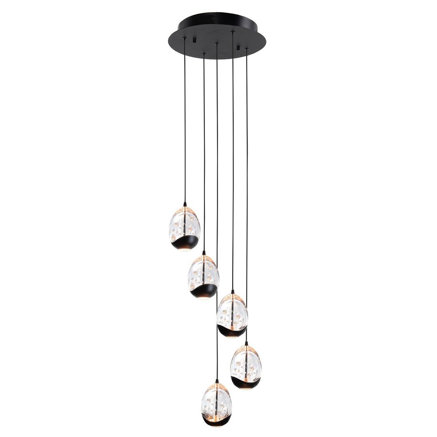 Dimbare 5-lichts hanglamp Clear Egg met geïntegreerde LED