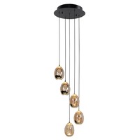 Dimbare 5-lichts hanglamp Golden Egg met geïntegreerde LED