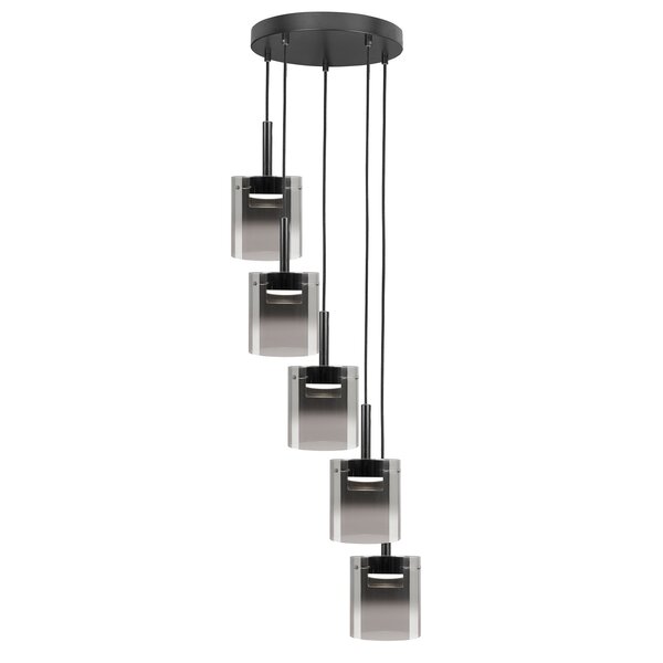 Highlight Dimbare 5-lichts hanglamp Salerno met geïntegreerde LED