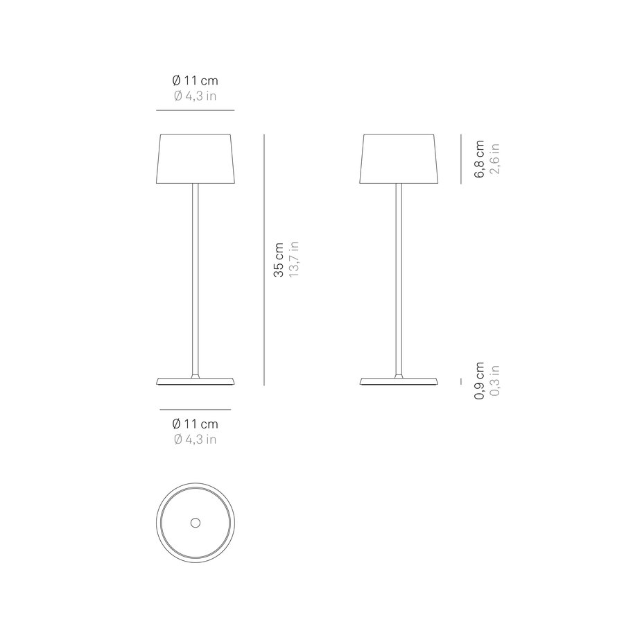 Dimbare, draagbare en oplaadbare tafellamp Olivia met geïntegreerde LED
