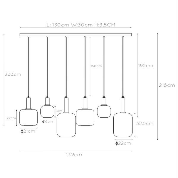 Lucide 6-lichts hanglamp Joanet