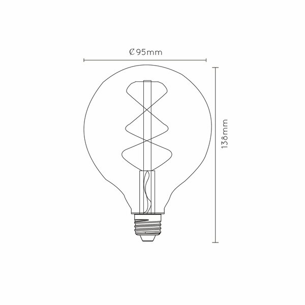 Lucide E27 G95 LED lichtbron Filament, maximaal 5 Watt