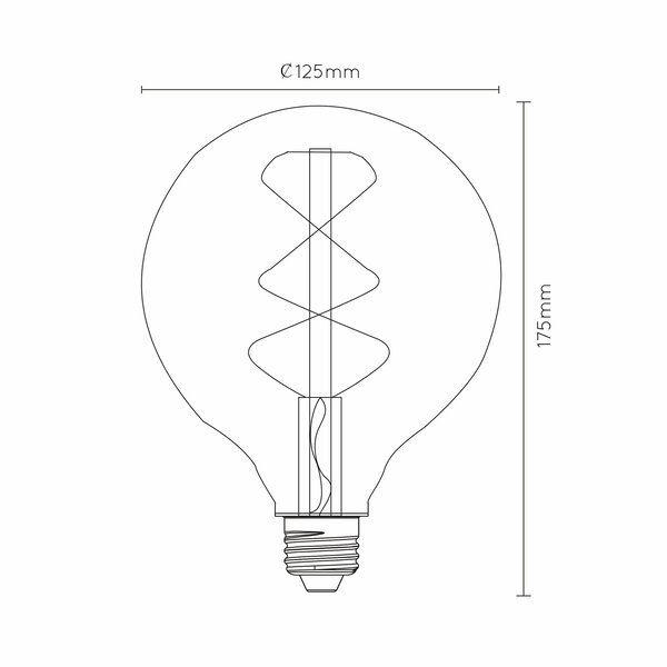 Lucide E27 G125 LED lichtbron Filament, maximaal 5 Watt