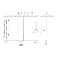 In hoogte verstelbare en dimbare hanglamp Let D met geïntegreerde LED - Lengte 120 cm