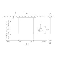 In hoogte verstelbare en dimbare hanglamp Let D 180 met geïntegreerde LED - L 180 cm