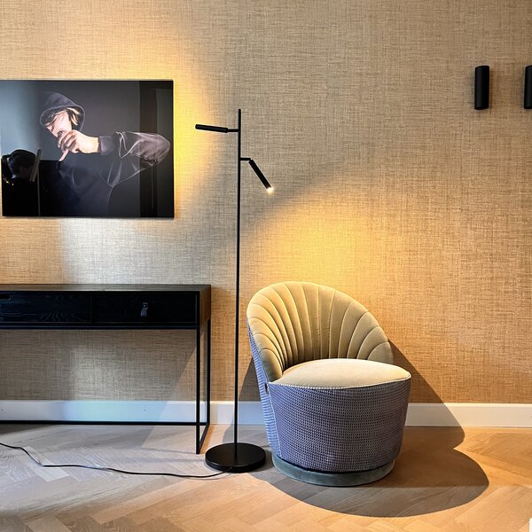 Masterlight Dimbare 2-lichts vloerlamp Flute met geïntegreerde LED