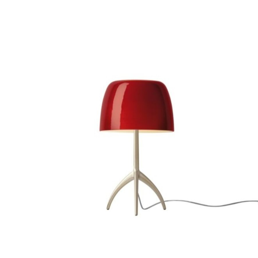 Tafellamp Lumiere Small met een kersenrode lampenkap