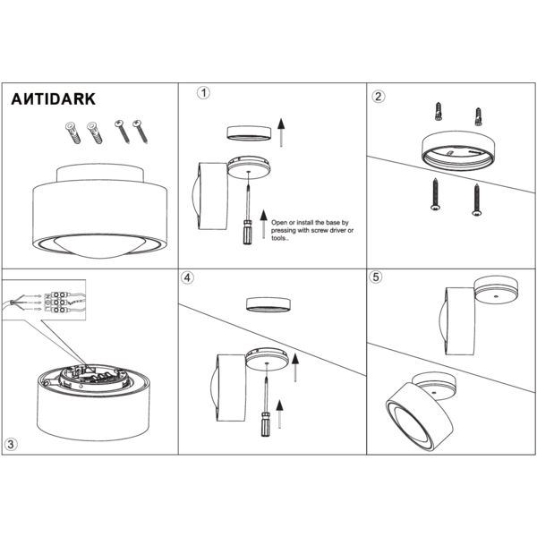 Antidark Kantelbare, draaibare én 'dim to warm' dimbare 1-lichts opbouwspot Easy Lens W120 met geïntegreerde LED