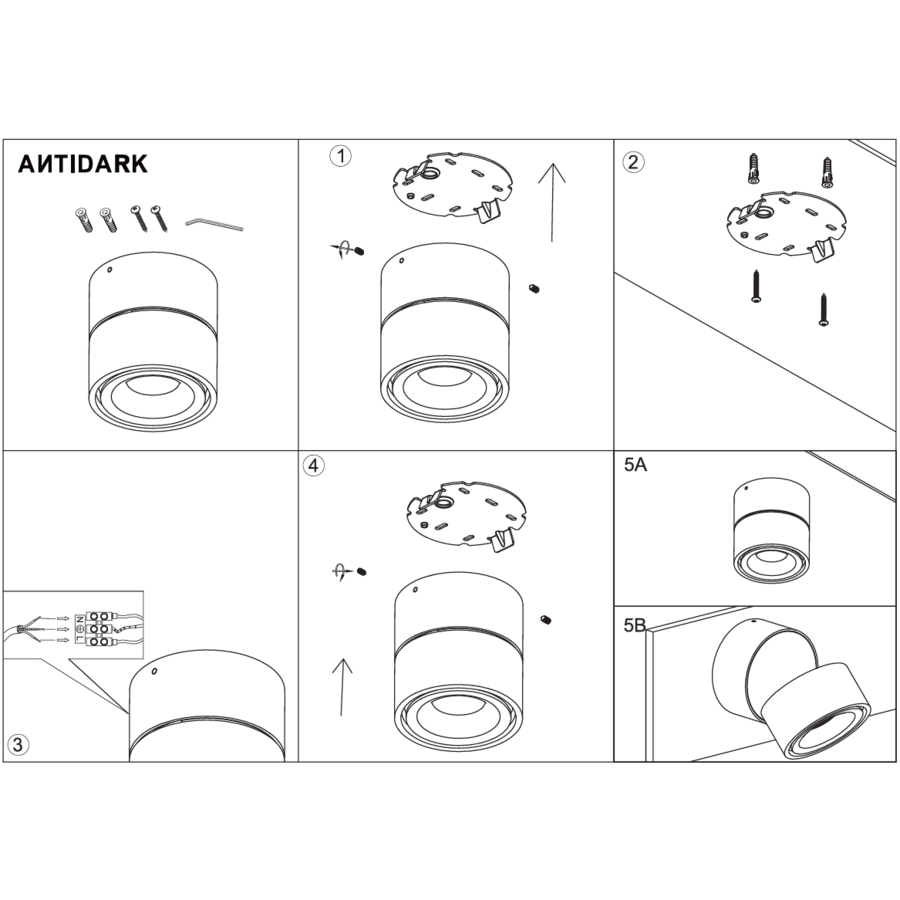 Kantelbare én dimbare 1-lichts opbouwspot Easy W100 met geïntegreerde LED