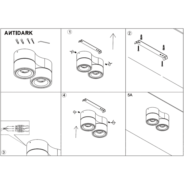 Antidark Kantelbare, draaibare én dimbare 2-lichts opbouwspot Easy W2100 met geïntegreerde LED