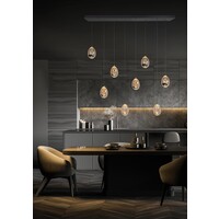 Dimbare 8-lichts hanglamp Golden Egg met geïntegreerde LED