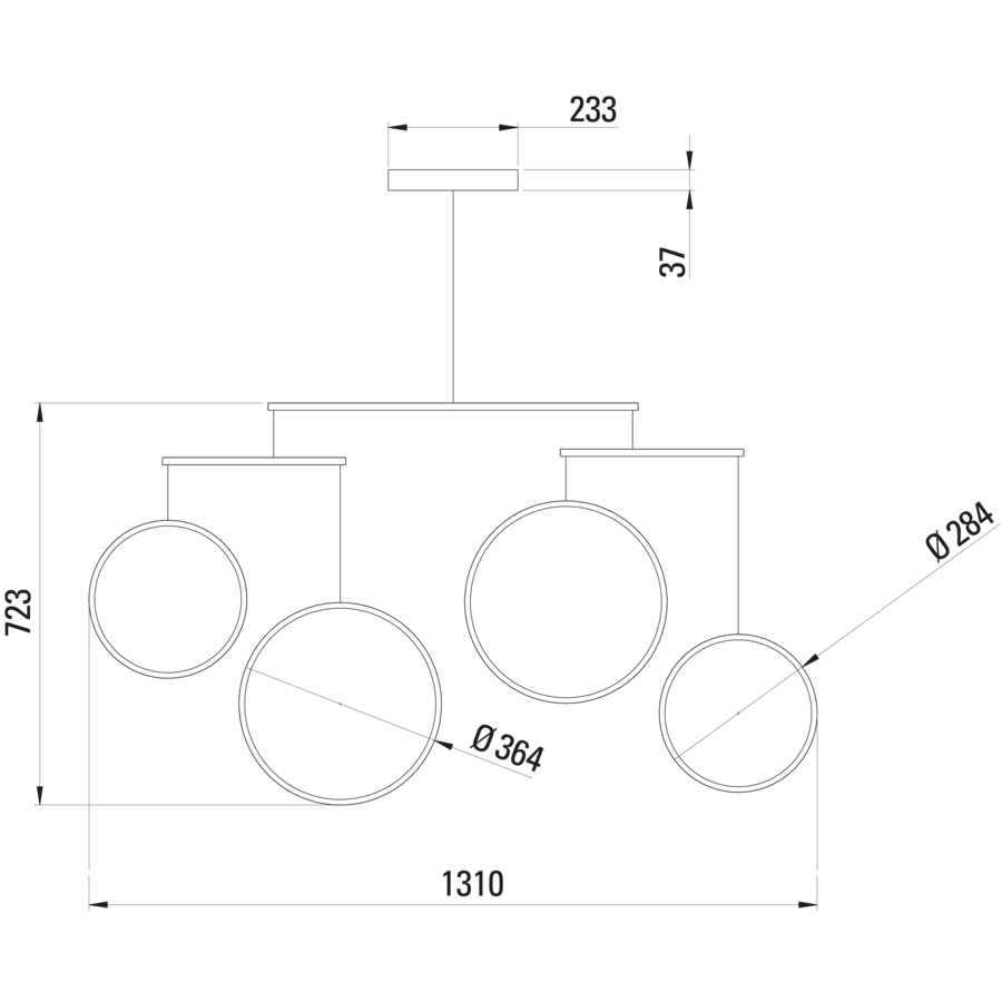 4-lichts hanglamp Focus x4 met geïntegreerde LED