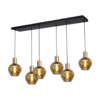 Masterlight 6-lichts hanglamp Bounty smoke fumé met glas nr. 3 - L 130 cm x B 25 cm SHOWROOMMODEL
