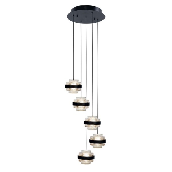 Highlight Dimbare 5-lichts hanglamp Dynasty met geïntegreerde LED