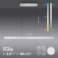 Neuhaus Pure In hoogte/lengte verstelbare en dimbare hanglamp Pure Moto-Rise met geïntegreerde LED