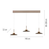 Neuhaus Pure In hoogte verstelbare en dimbare 3-lichts hanglamp Pure Moon met geïntegreerde LED