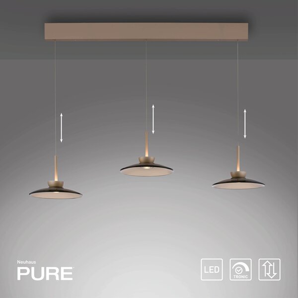 Neuhaus Pure In hoogte verstelbare en dimbare 3-lichts hanglamp Pure Moon met geïntegreerde LED