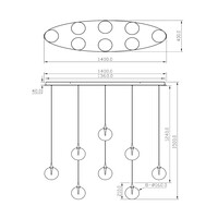 Lucide Dimbare 8-lichts hanglamp Gisela met geïntegreerde LED
