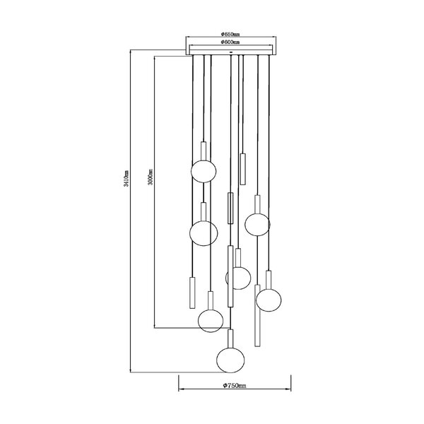 Lucide Dimbare 14-lichts hanglamp Jasmine met geïntegreerde LED