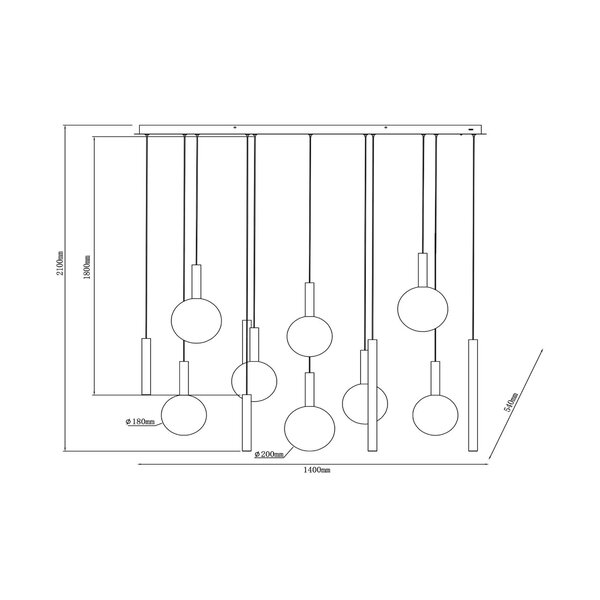 Lucide Dimbare 12-lichts hanglamp Jasmine met geïntegreerde LED