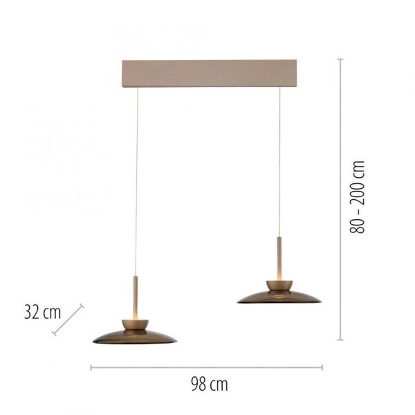 Neuhaus Pure In hoogte verstelbare én dimbare 2-lichts hanglamp Pure Moon met geïntegreerde LED