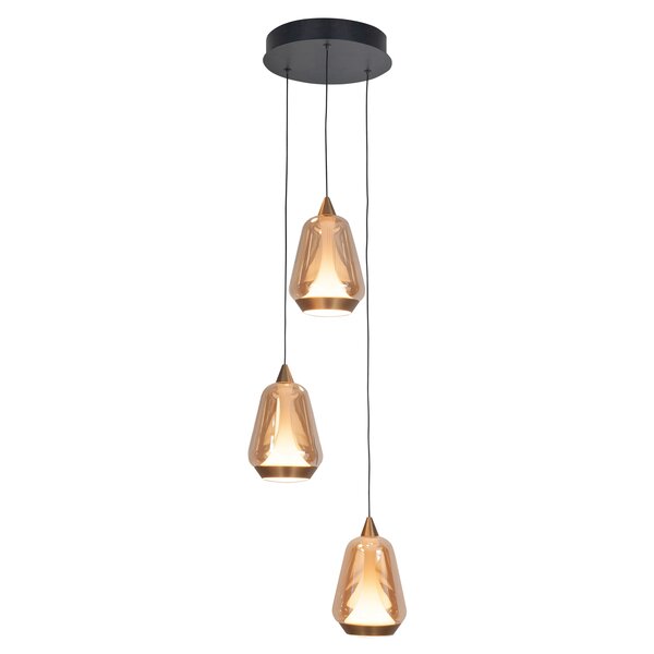 Highlight Dimbare 3-lichts hanglamp Tromba met geïntegreerde LED