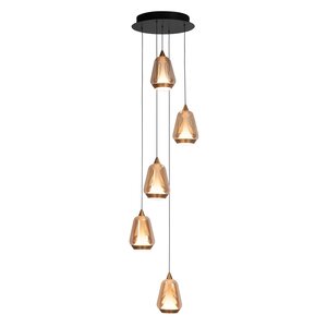 Highlight Dimbare, ronde 5-lichts hanglamp Tromba met geïntegreerde LED