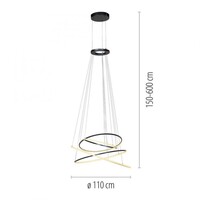 Neuhaus Pure In hoogte verstelbare en dimbare hanglamp E-Flying Rings met geïntegreerde LED | Ø 110 cm