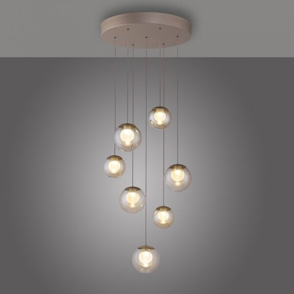 Neuhaus Pure In hoogte verstelbare én dimbare 7-lichts hanglamp Pure Popup met geïntegreerde LED