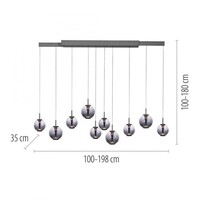 Neuhaus Pure In hoogte/lengte verstelbare én dimbare 10-lichts hanglamp Pure E-Infinity met geïntegreerde LED