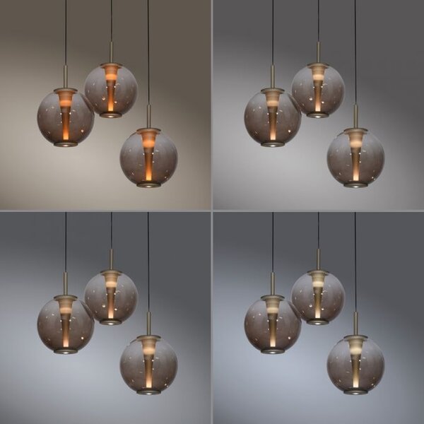 Neuhaus Pure In hoogte verstelbare én dimbare 3-lichts hanglamp Pure E-Infinity met geïntegreerde LED