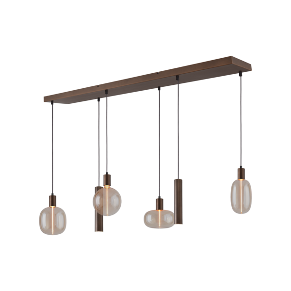 Masterlight 6-lichts hanglamp Tence - L 130 cm x B 25 cm