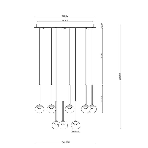 Lucide Dimbare, rondvormige 12-lichts hanglamp Calina met geïntegreerde LED