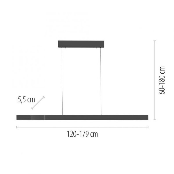 Neuhaus Pure In hoogte verstelbare, uitschuifbare én dimbare hanglamp Adriana Square met geïntegreerde LED