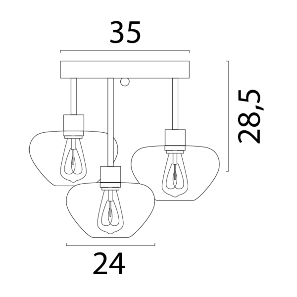 Masterlight 3-lichts plafondlamp Genua