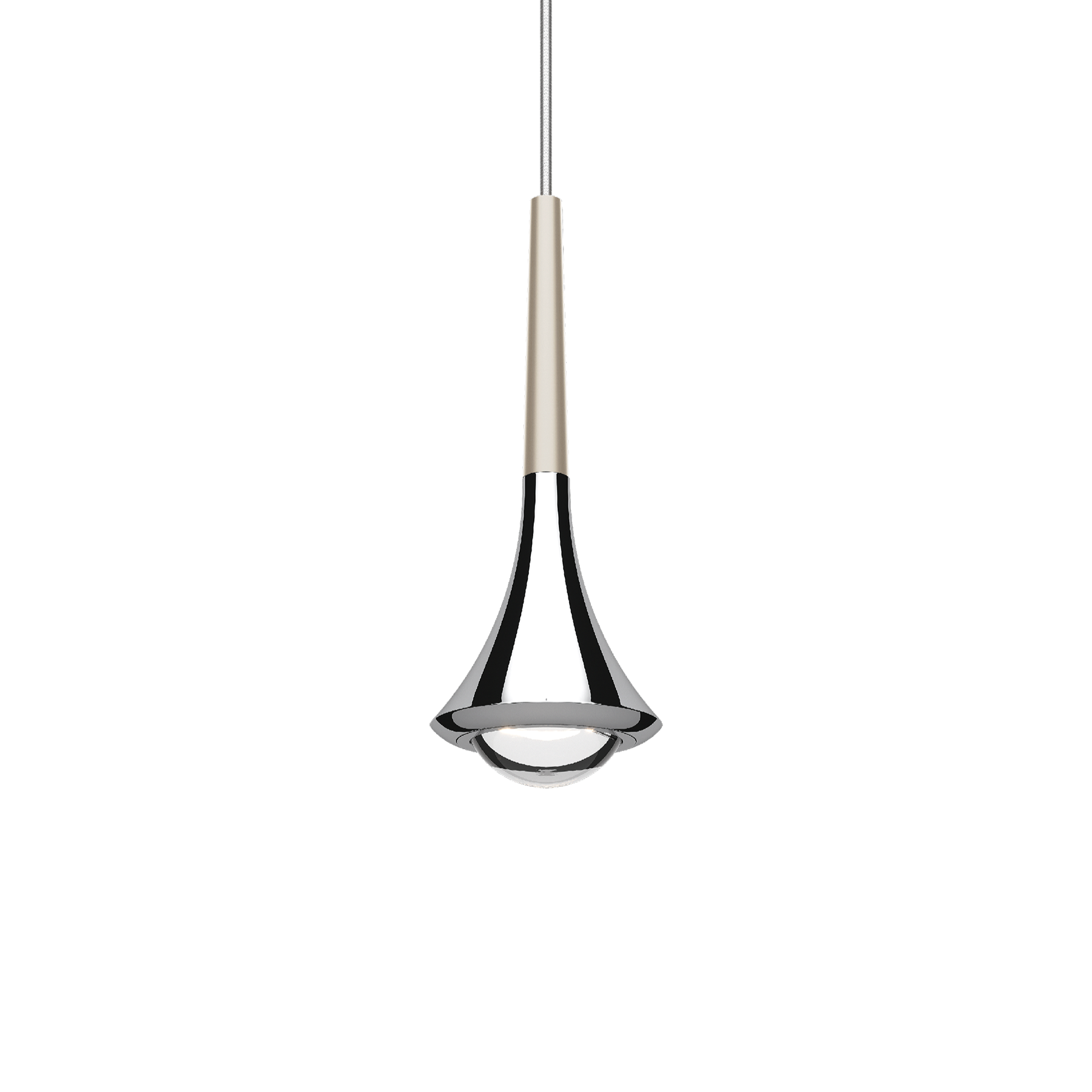 behuizing: chroom | accent: mat champagne | snoer: transparant